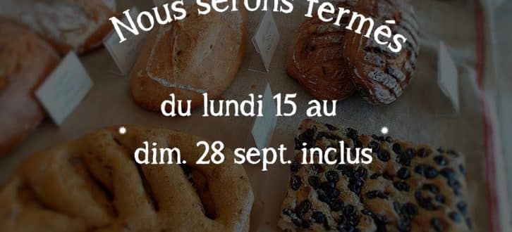 Congés du 15 au 28 septembre 2025